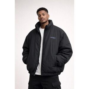 Mens Youngla Black Puffer Coat Sz XXL Oversized Streetwear Full Zip Insulated